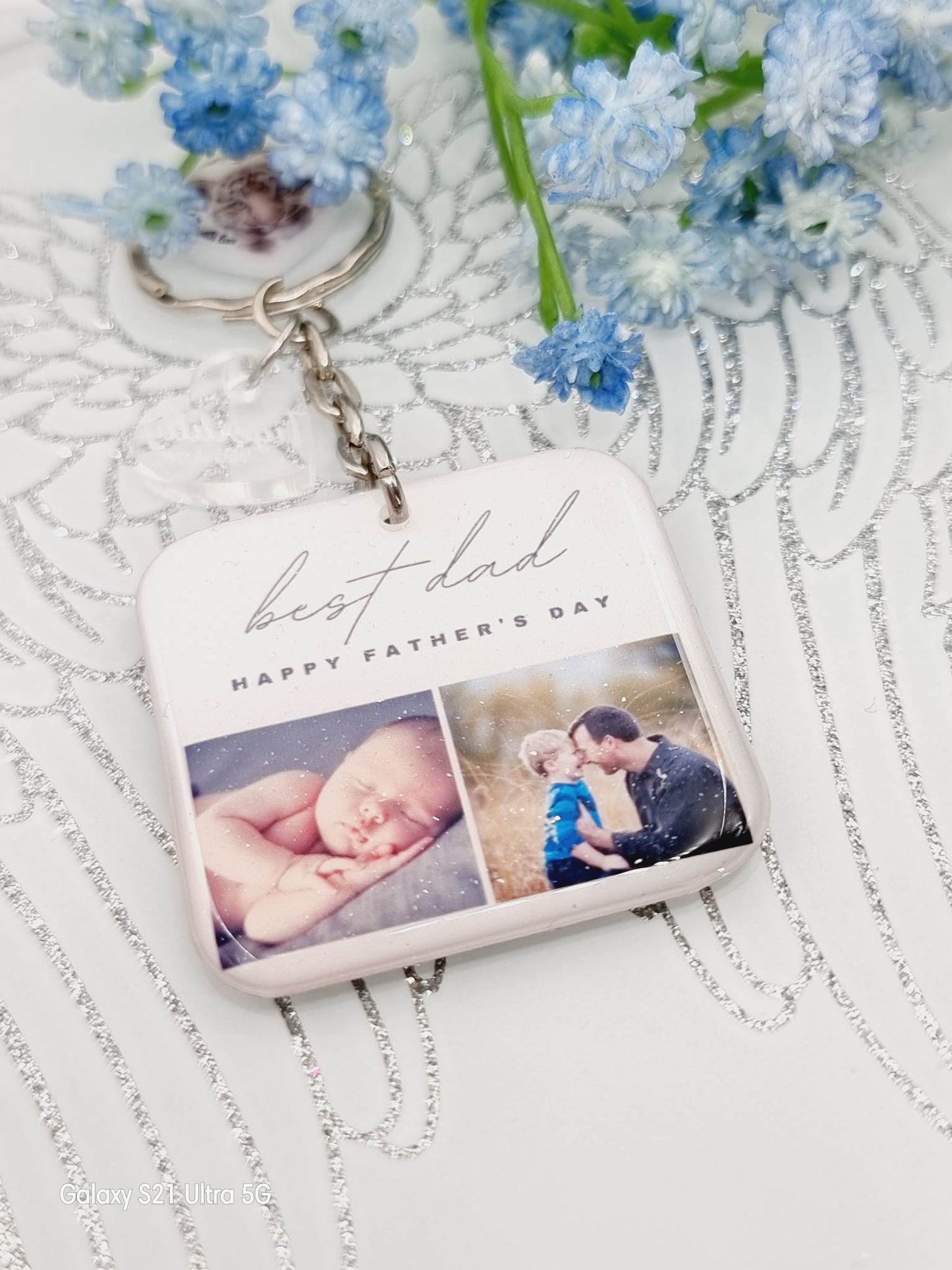 best dad happy fathers day square photo keyring, personalised keyring, keepsake