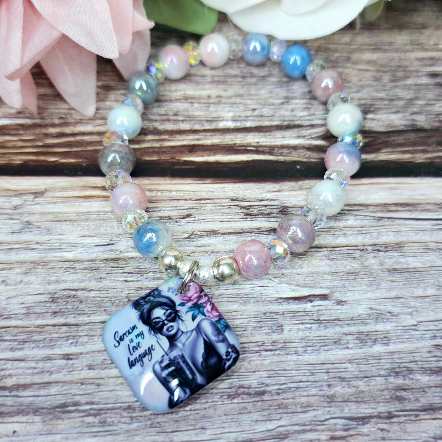 16 cm sarcasm is my love language charm bracelet (20a)