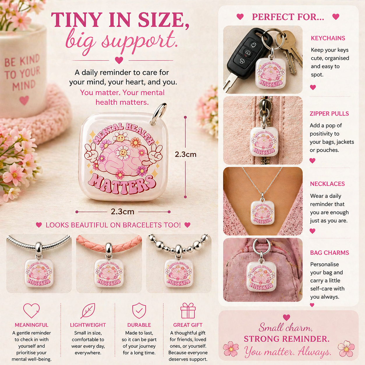 DESIGN 32. 2.3cm Square Charm – Funny, Cheeky & Custom Charms | Bracelet, Keyring, Bag Charm UK