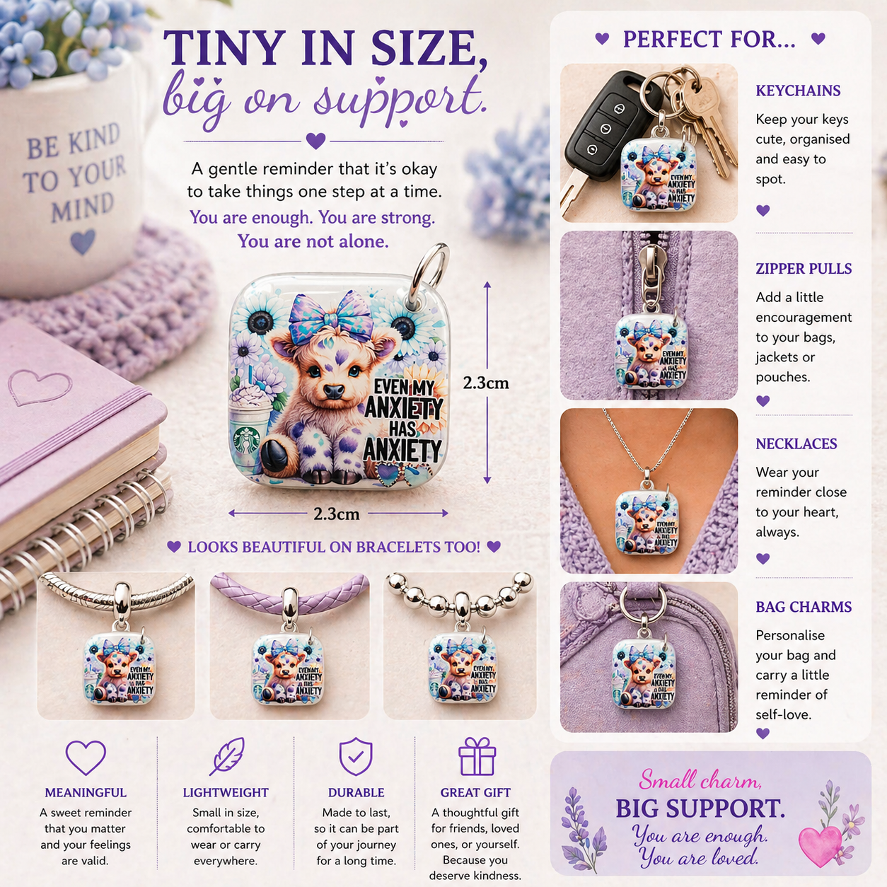 DESIGN 35. 2.3cm Square Charm – Funny, Cheeky & Custom Charms | Bracelet, Keyring, Bag Charm UK