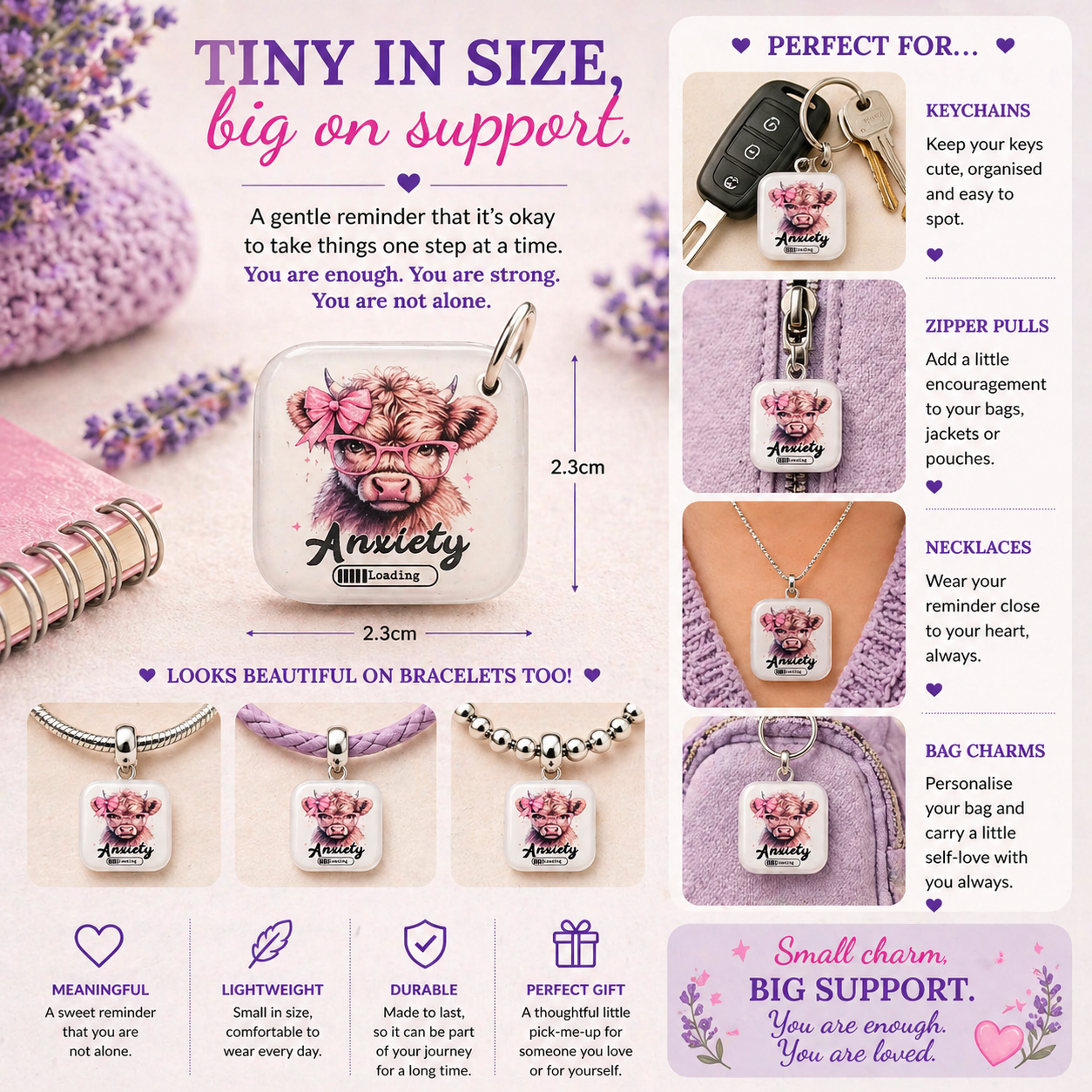 DESIGN 40. 2.3cm Square Charm – Funny, Cheeky & Custom Charms | Bracelet, Keyring, Bag Charm UK