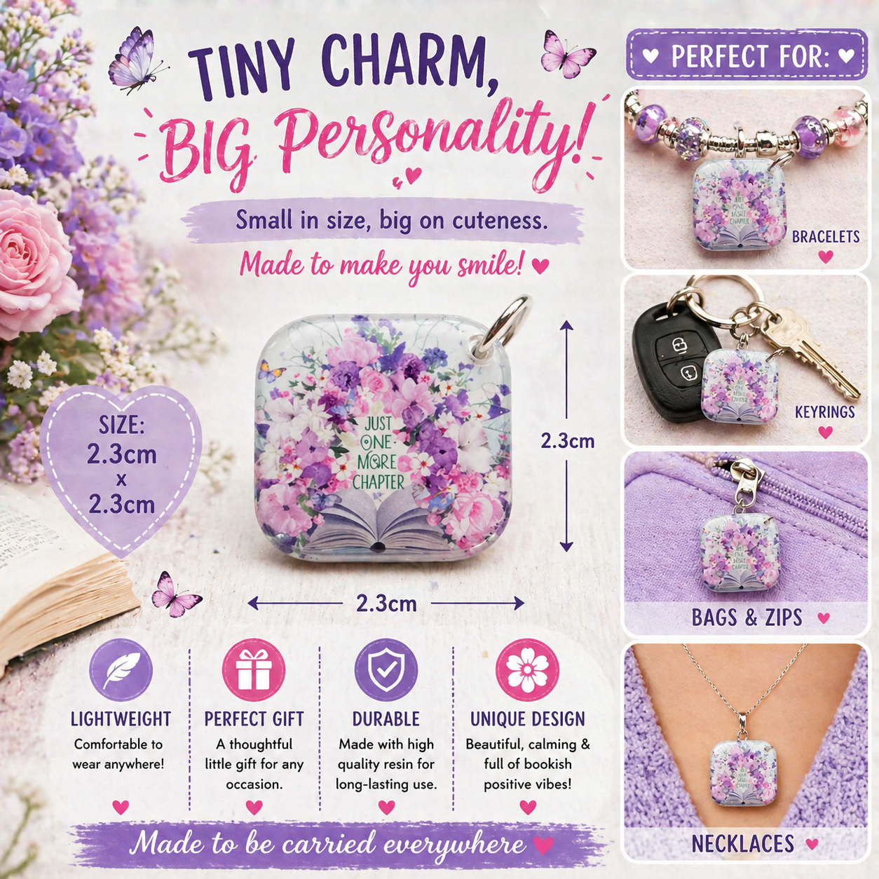 DESIGN 51. 2.3cm Square Charm – Funny, Cheeky & Custom Charms | Bracelet, Keyring, Bag Charm UK