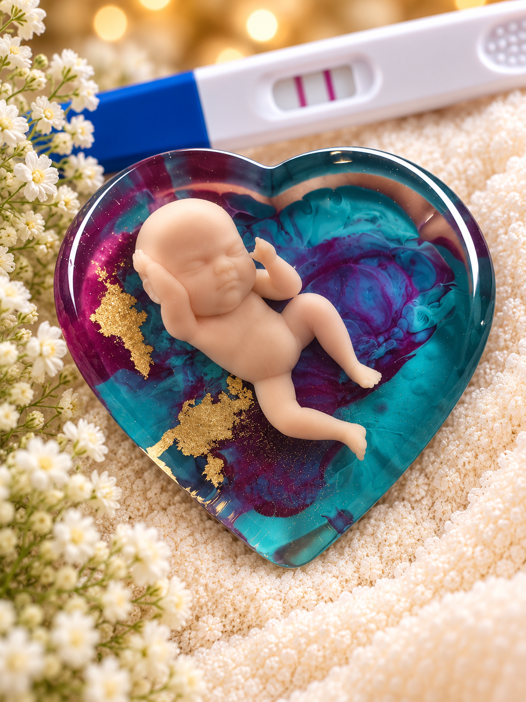 Baby Loss Memorial Heart – Fully formed baby. | Miscarriage Keepsake | A18
