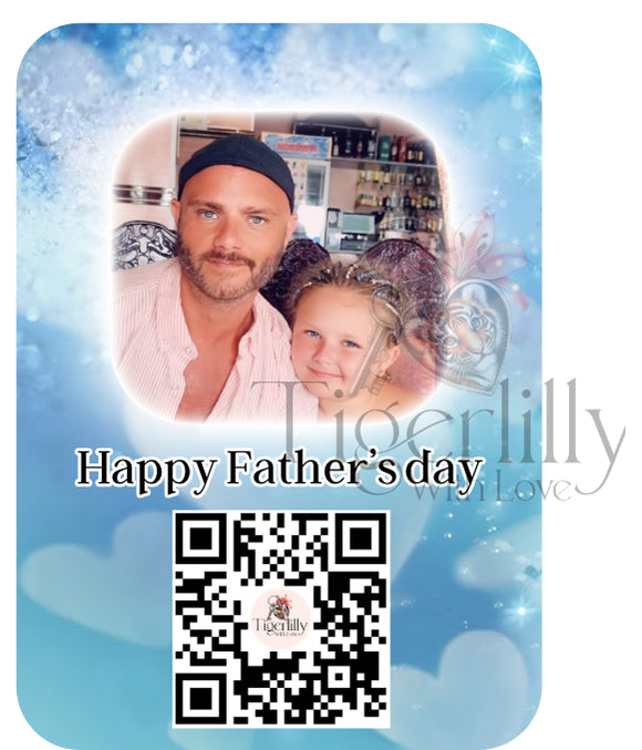 qr code Happy Father's day personalised photo keyring, verse keyring, keepsake