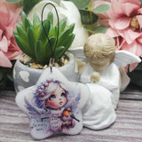 At christmas time i feel you near, A robin's visit makes it clear. Angel with robin Christmas star ornament, Christmas gift, keepsake