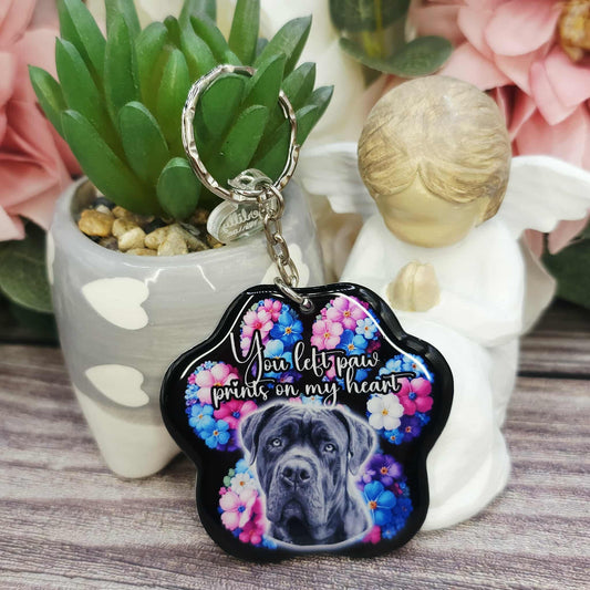 Cane corso you left paw prints on my heart pet paw keyring keepsake