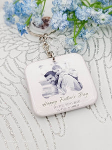 happy fathers day to the best dad square photo keyring, personalised keyring, keepsake