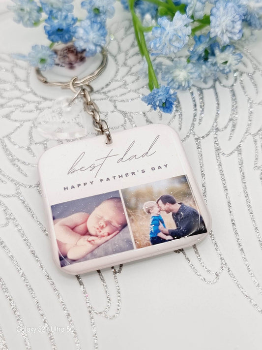 best dad happy fathers day square photo keyring, personalised keyring, keepsake
