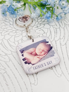 happy fathers day square photo keyring, personalised keyring, keepsake