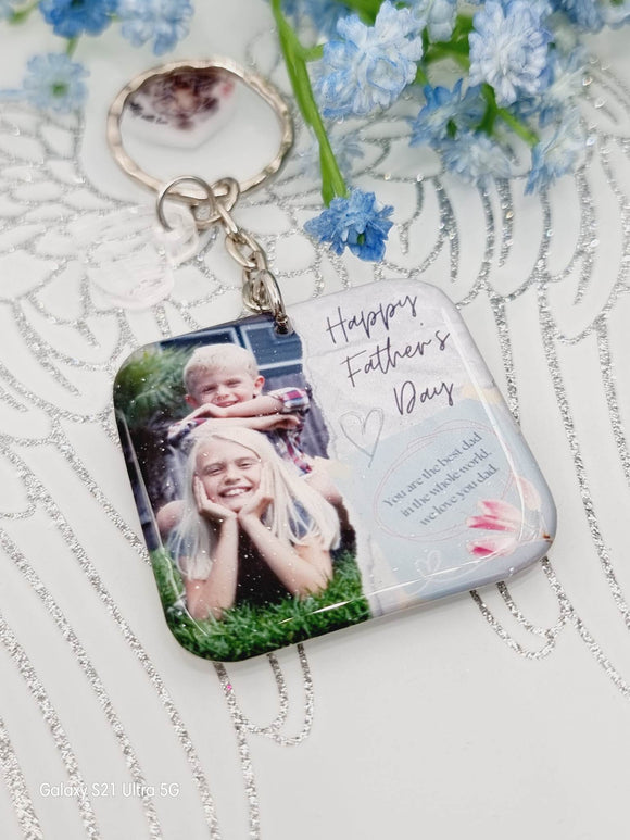happy fathers day (you are the best dad) square photo keyring, personalised keyring, keepsake