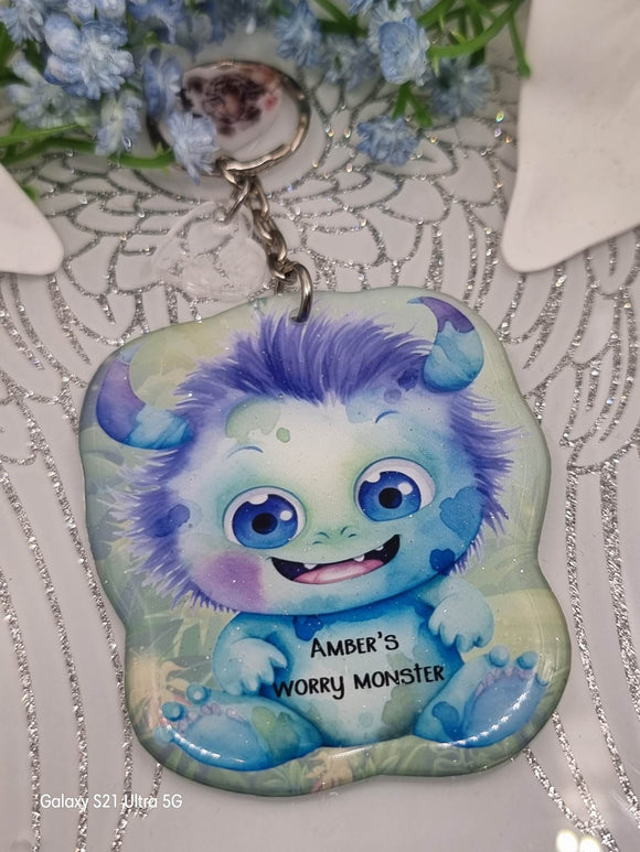 personalised worry monster keyring/ornament, keepsake