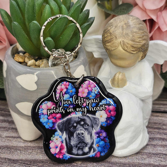 Rottweiler you left paw prints on my heart pet paw keyring keepsake