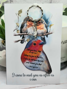 did you know it was me? robin keyring on a verse backing card, verse keyring, heart keepsake