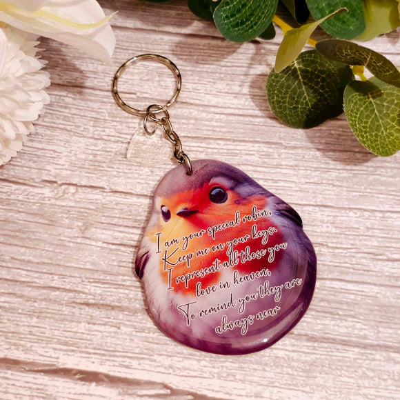 I am your special robin, keep me on your keys, robin keyring, verse keyring, keepsake