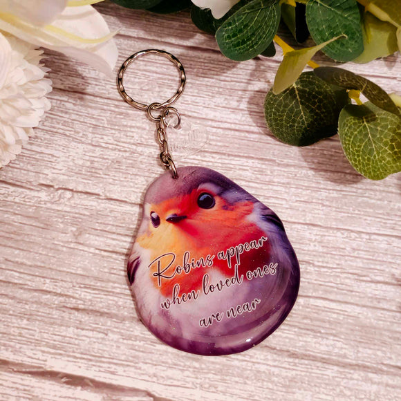 Robins appear, robin keyring, verse keyring, keepsake