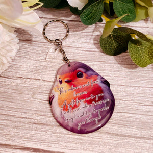 This robin is sent from heaven, a gift from me to you. robin keyring, verse keyring, keepsake
