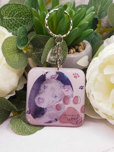 You had me at woof. personalised single photo square keyring, verse keyring, keepsake