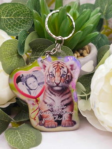 you are stronger than you think. personalised tiger photo keyring, verse keyring, keepsake