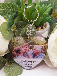 i will carry you with me always. personalised heart photo keyring, verse keyring, keepsake