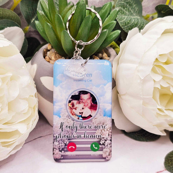 Heaven incoming call mobile phone screen personalised photo keyring, verse keyring, keepsake