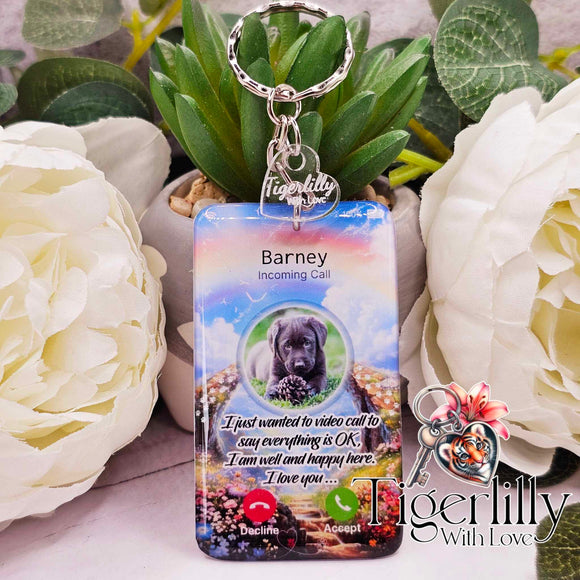 pet paw i am ok, Heaven incoming call mobile phone screen personalised photo keyring, verse keyring, keepsake