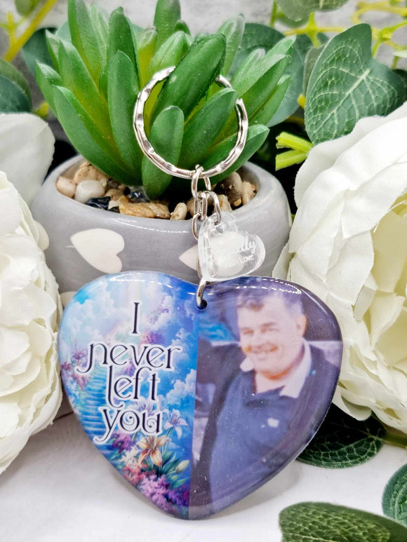 I never left you. personalised heart photo keyring, verse keyring, keepsake