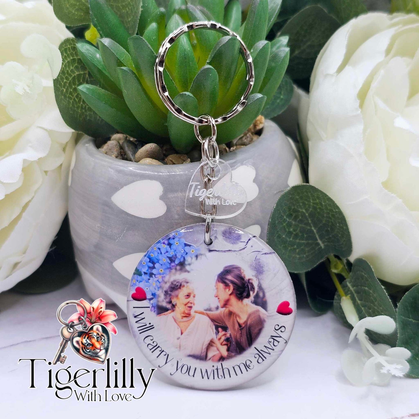 personalised memorial photo keyring UK