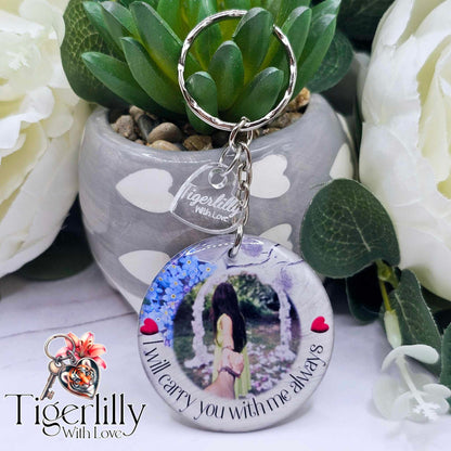 personalised memorial photo keyring UK