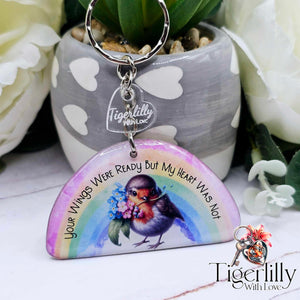 your wings were ready robin rainbow keyring, verse keyring, keepsake
