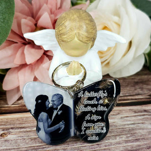 A butterfly's touch,  butterfly personalised photo keyring, verse keyring, keepsake