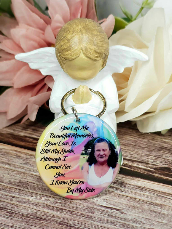 you left me beautiful memories personalised photo keyring, verse keyring, keepsake
