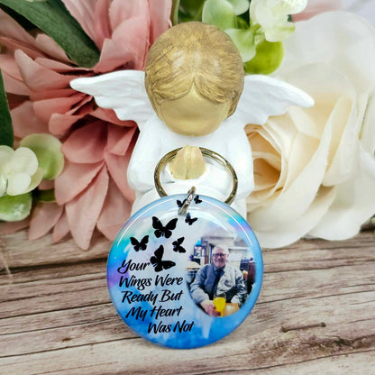 your wings were ready (butterfly version) personalised photo keyring, verse keyring, keepsake