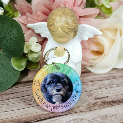 personalised pet memorial photo keyring UK with dog photo