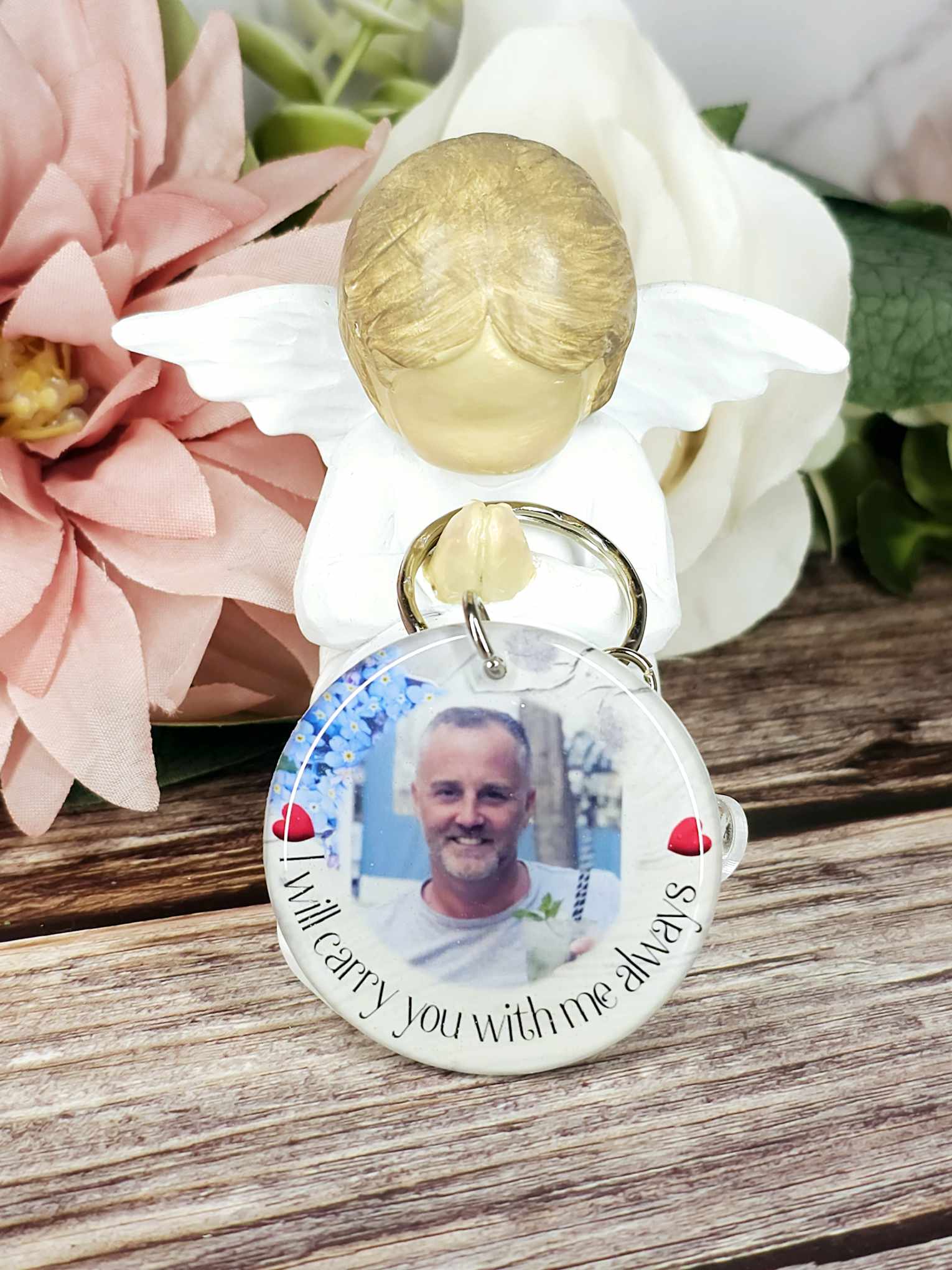 personalised memorial photo keyring UK