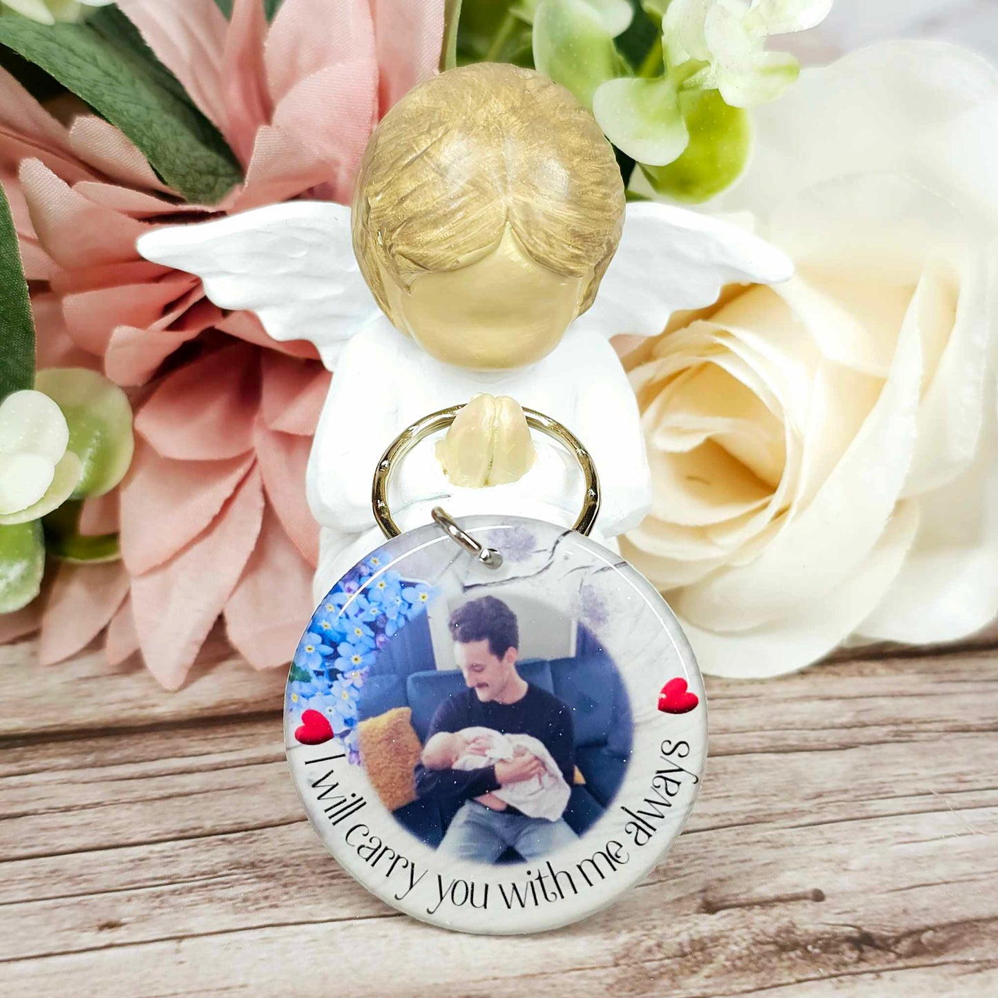 personalised memorial photo keyring UK