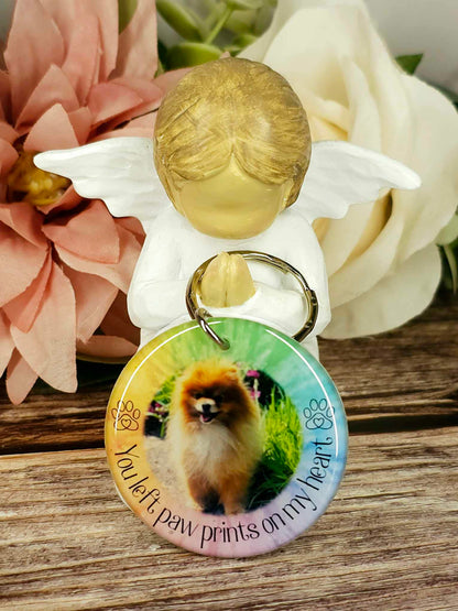 personalised pet memorial photo keyring UK with dog photo