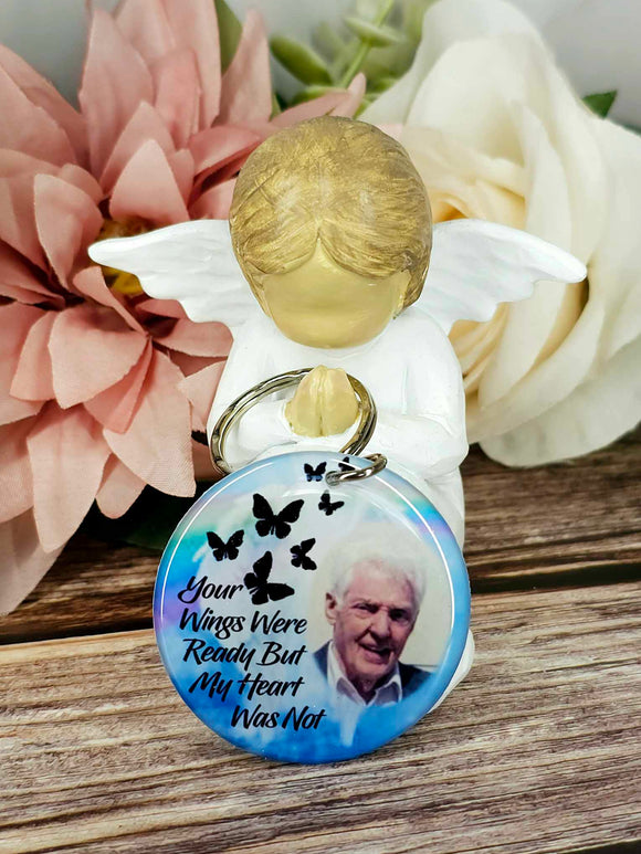 your wings were ready (butterfly version) personalised photo keyring, verse keyring, keepsake