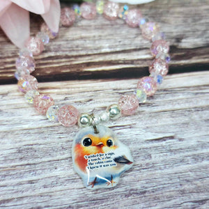 16 cm i wished for a sign robin charm bracelet (10a)
