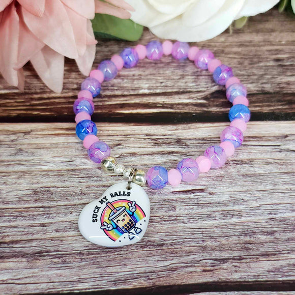 17 cm suck my balls boboa charm bracelet (4a)