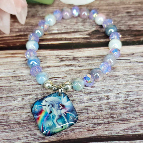 17 cm unicorn and fairy charm bracelet (6a)
