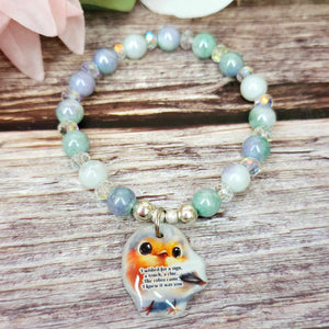 17 cm i wished for a sign robin charm bracelet (51a)