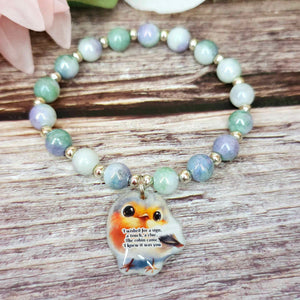 17 cm i wished for a sign robin charm bracelet (52a)
