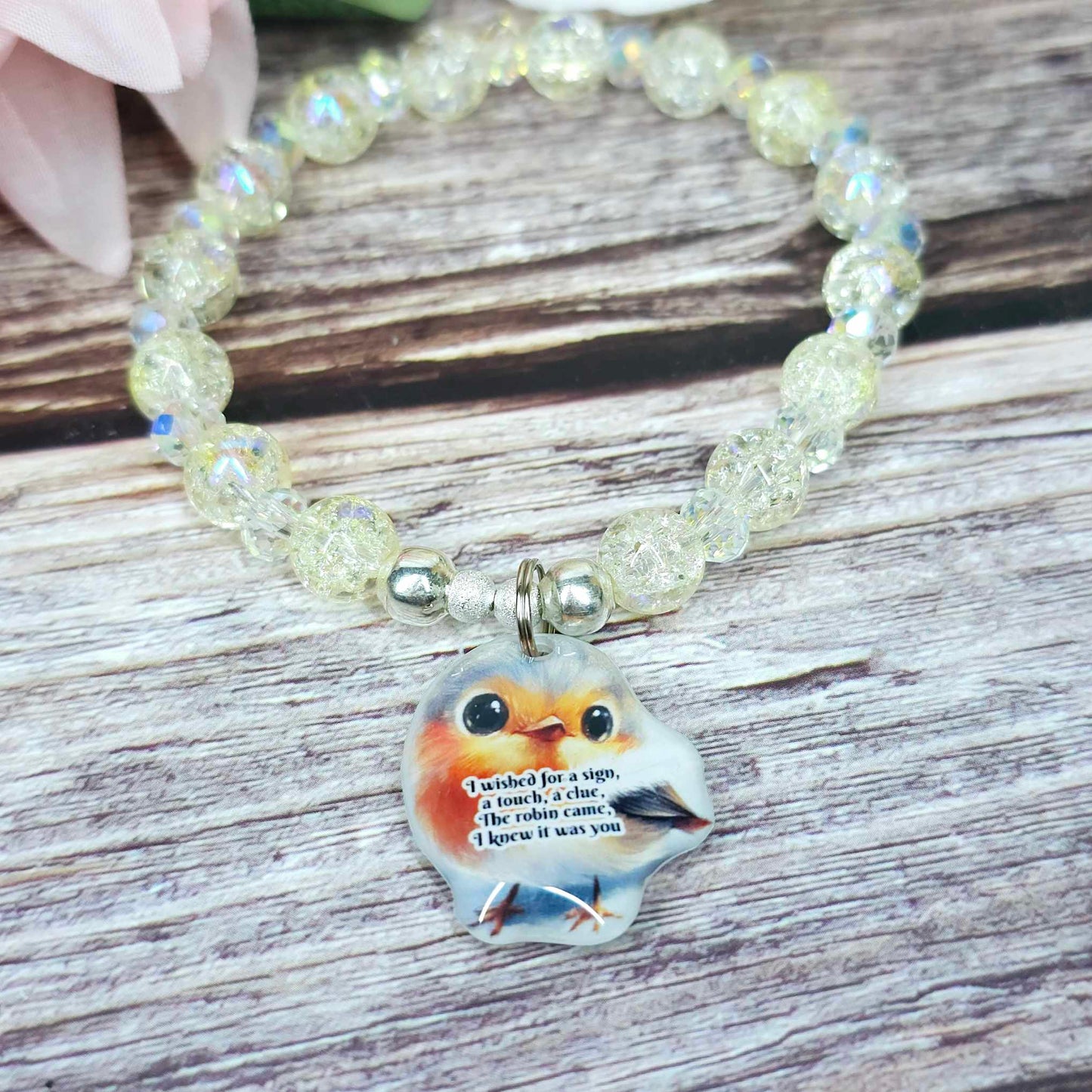 16 cm i wished for a sign robin charm bracelet (11a)