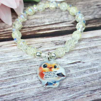 16 cm i wished for a sign robin charm bracelet (11a)