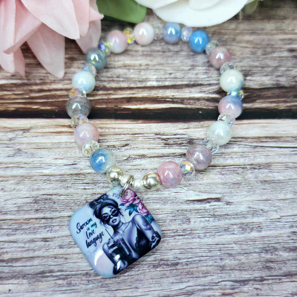 16 cm sarcasm is my love language charm bracelet (20a)