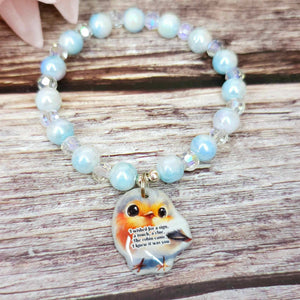 16 cm i wished for a sign robin charm bracelet (43a)