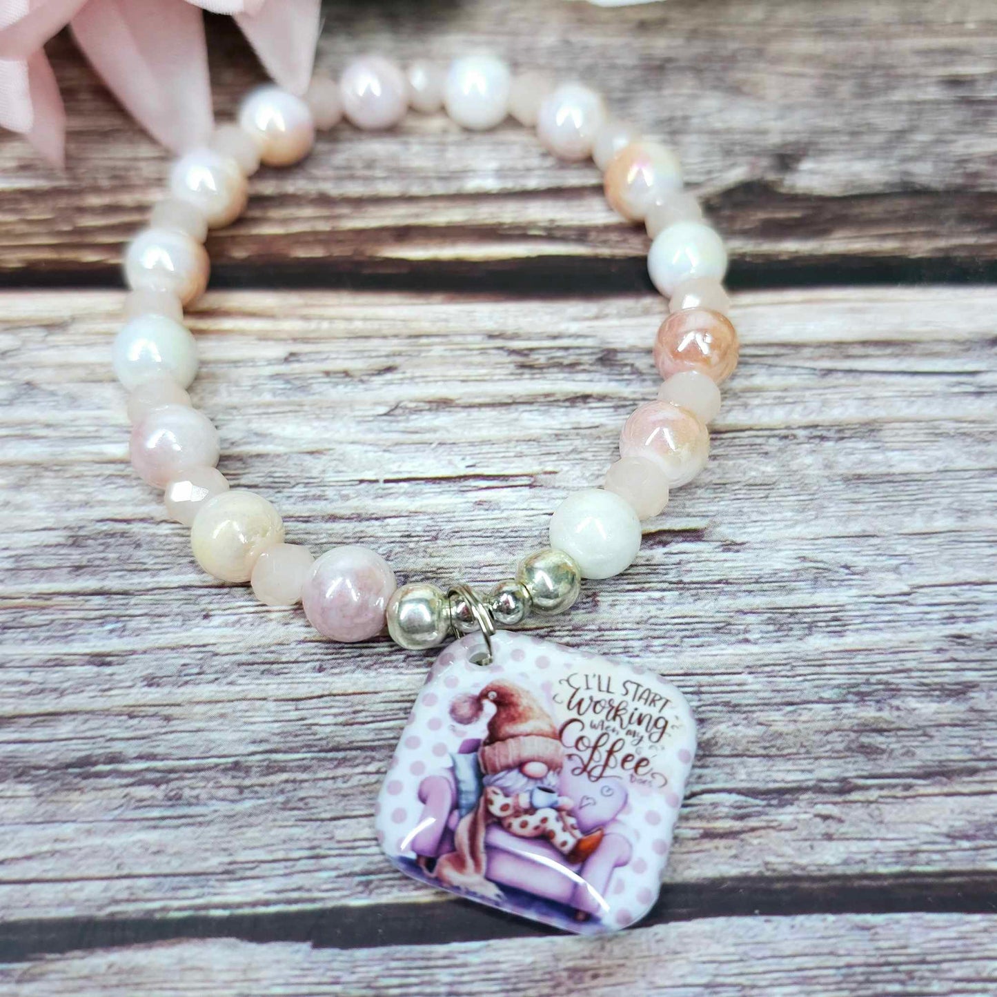 17 cm i'll start working when my coffee does charm bracelet (23a)
