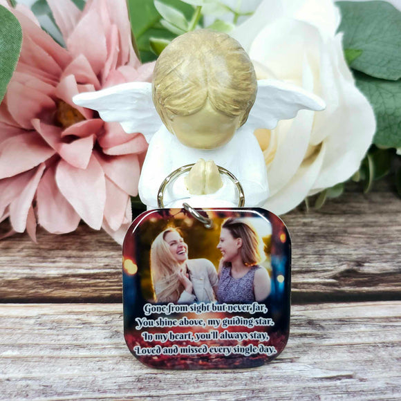 Gone from sight but never far square photo keyring, personalised keyring, keepsake