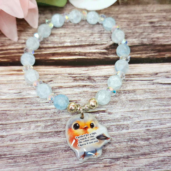 17 cm i wished for a sign robin charm bracelet (48a)