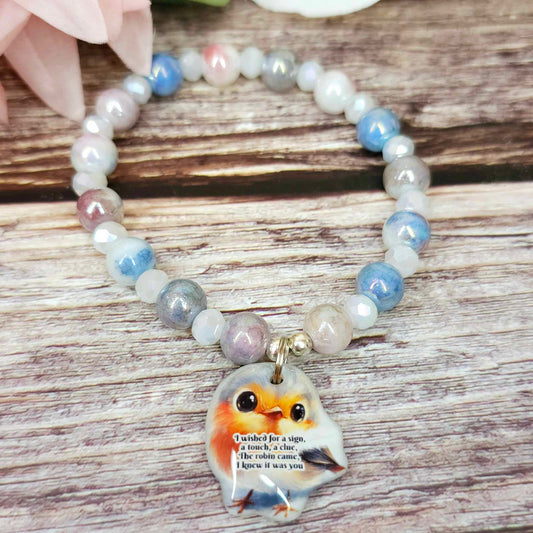 16 cm i wished for a sign robin charm bracelet (45a)